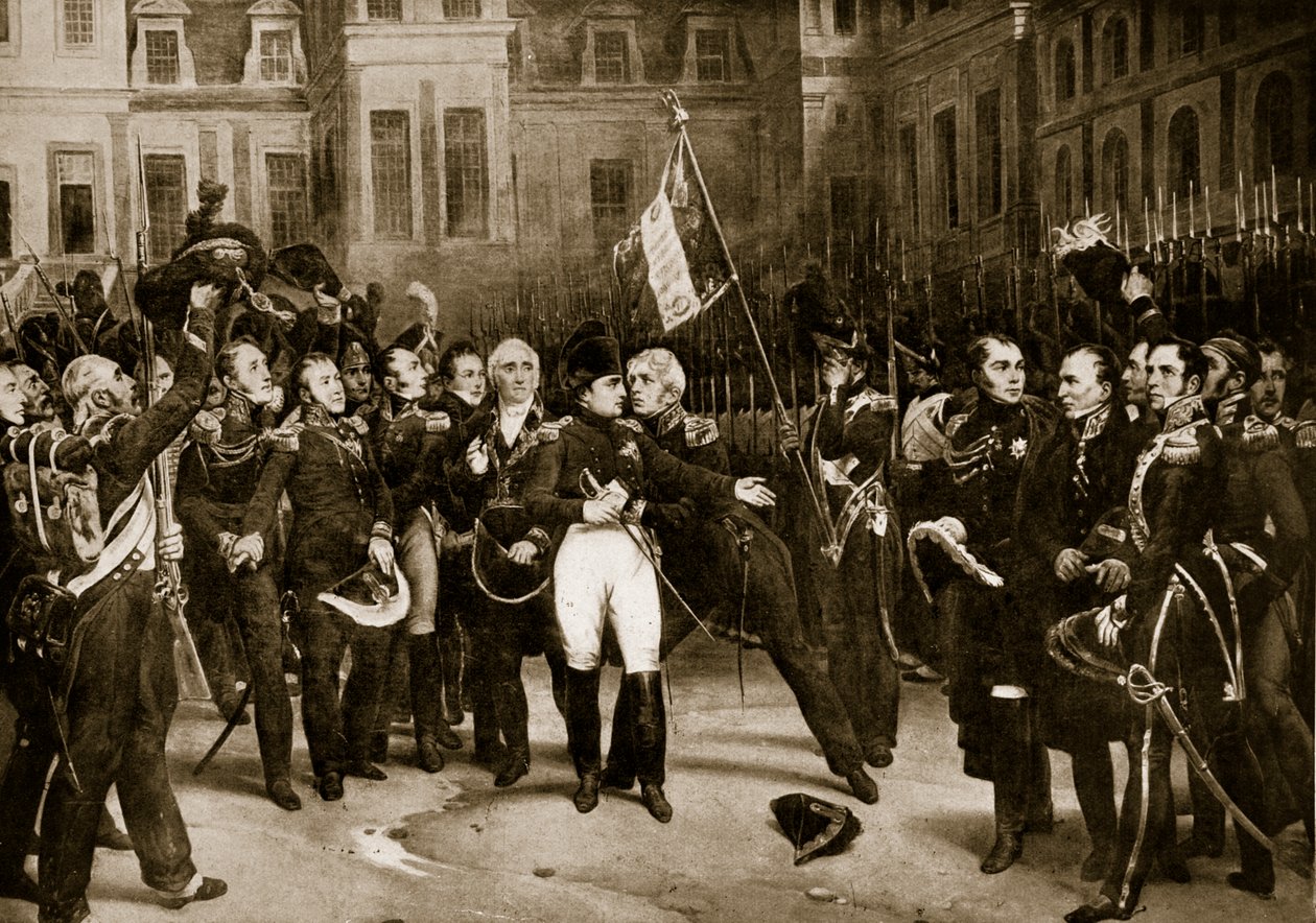 Les adieux de Napoléon à ses généraux à Fontainebleau, 1814, illustration de 