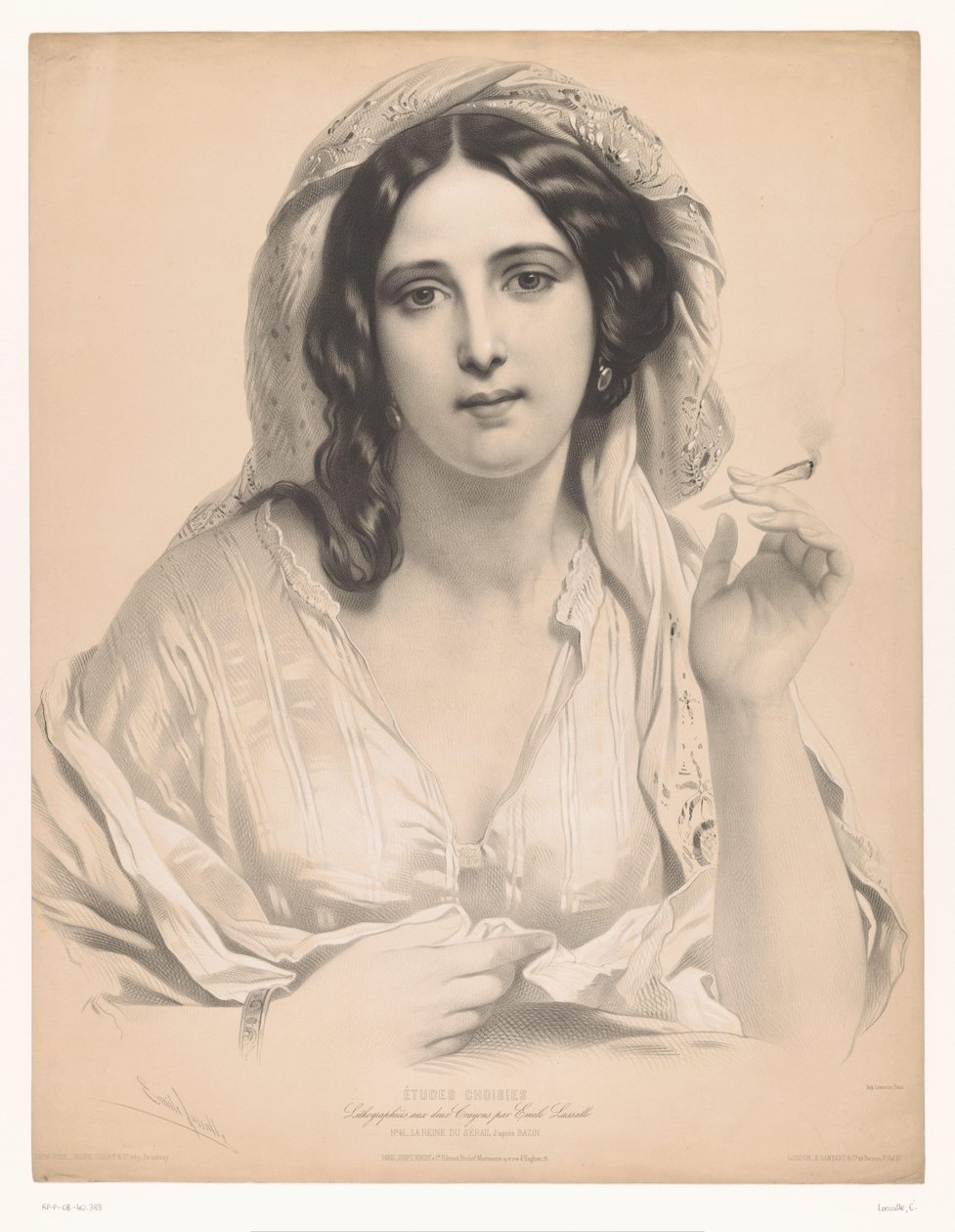 Jeune femme voilée avec une cigarette à la main (La reine du sérail, Études choisies) - Emile Lassalle