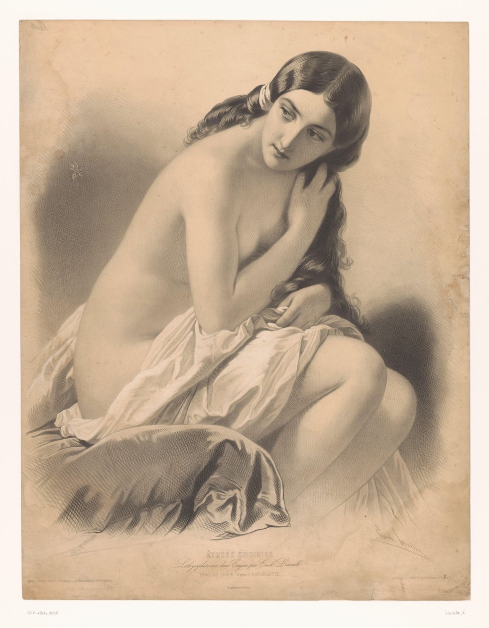 Femme nue assise regardant une guêpe, La guêpe (titre sur l