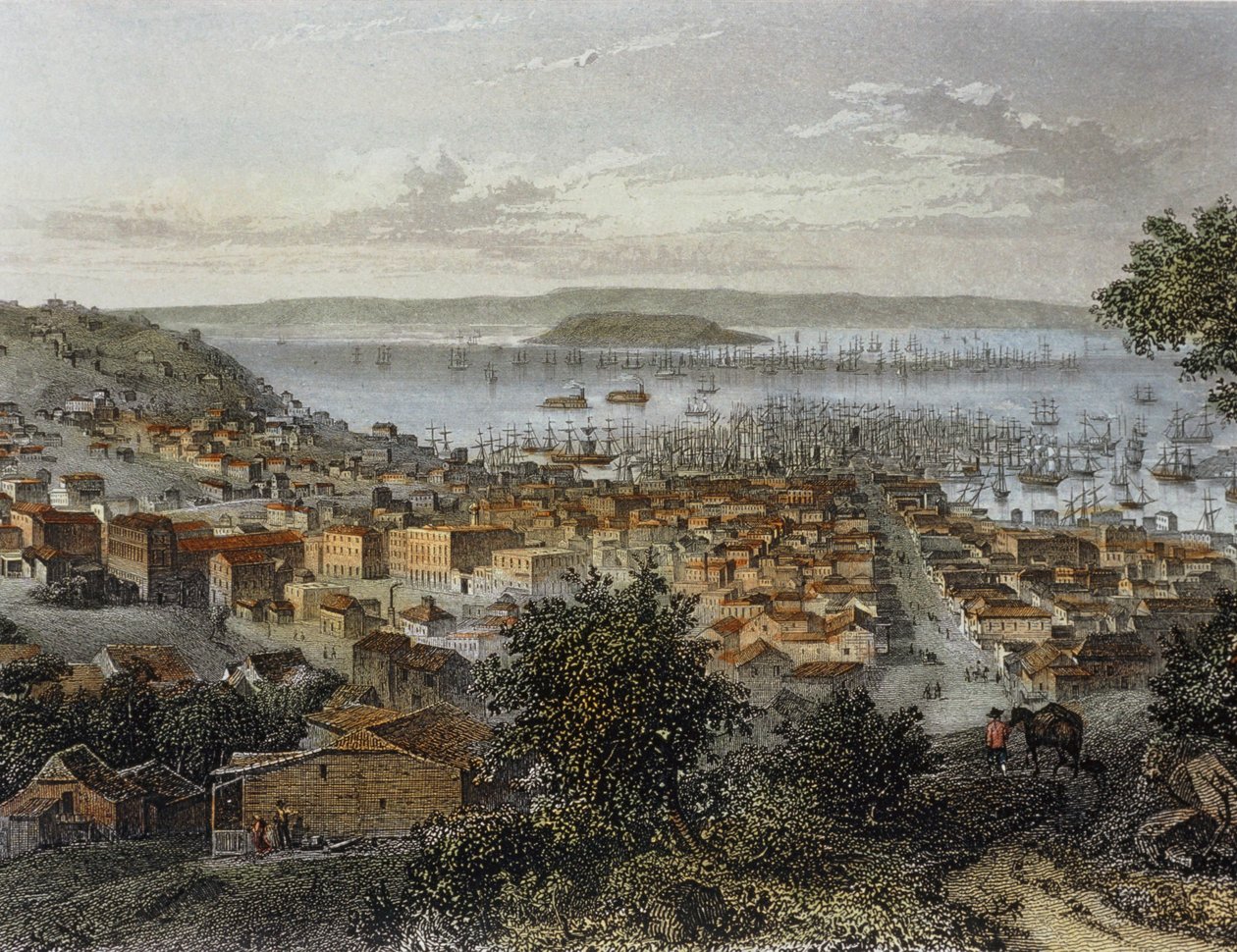 Vue de San Francisco, Californie, USA. Engaving ... (gravure) - Emile Rouargue