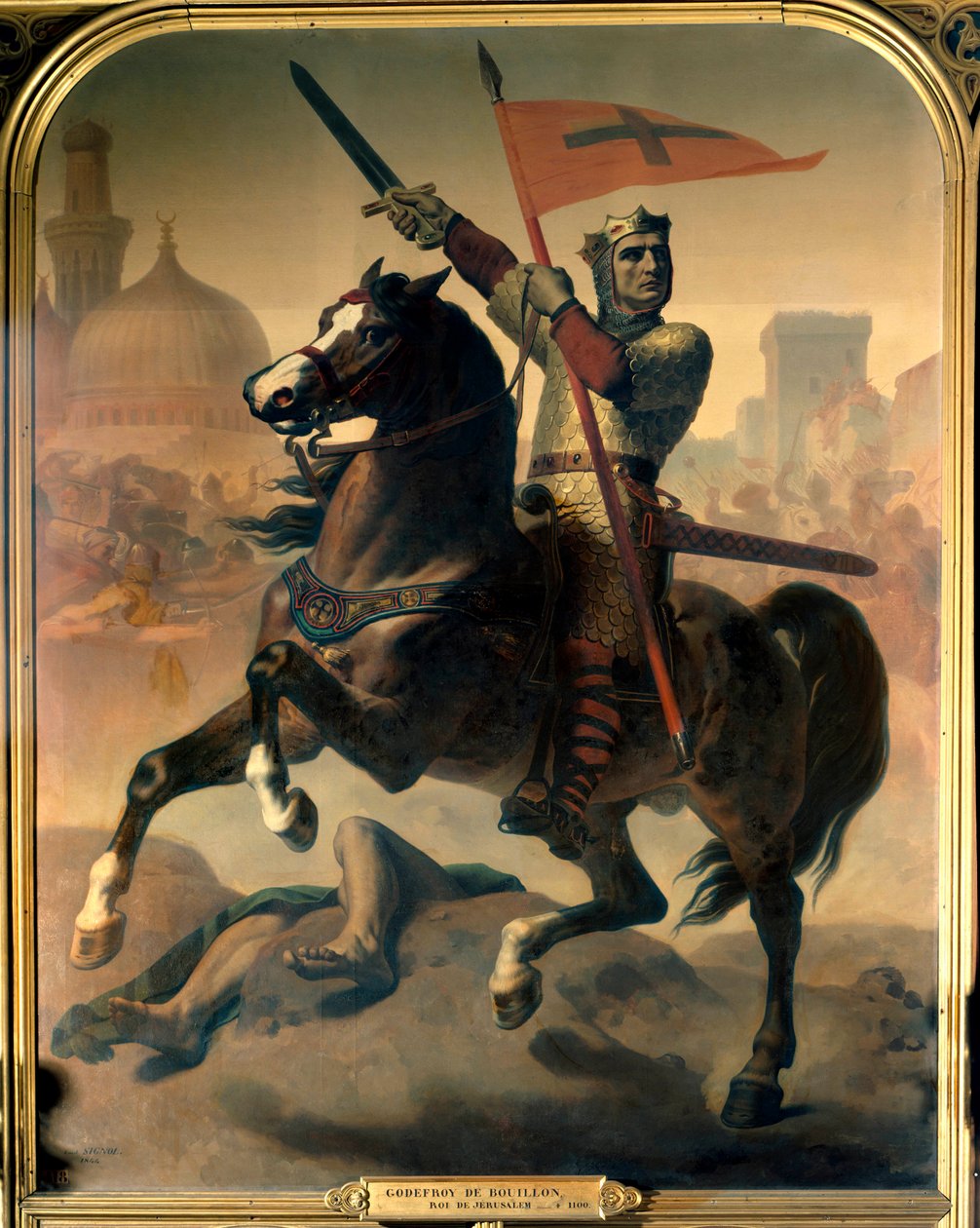 Portrait équestre de Godefroi de Bouillon (1040/61-1100), Roi de Jérusalem - Emile Signol