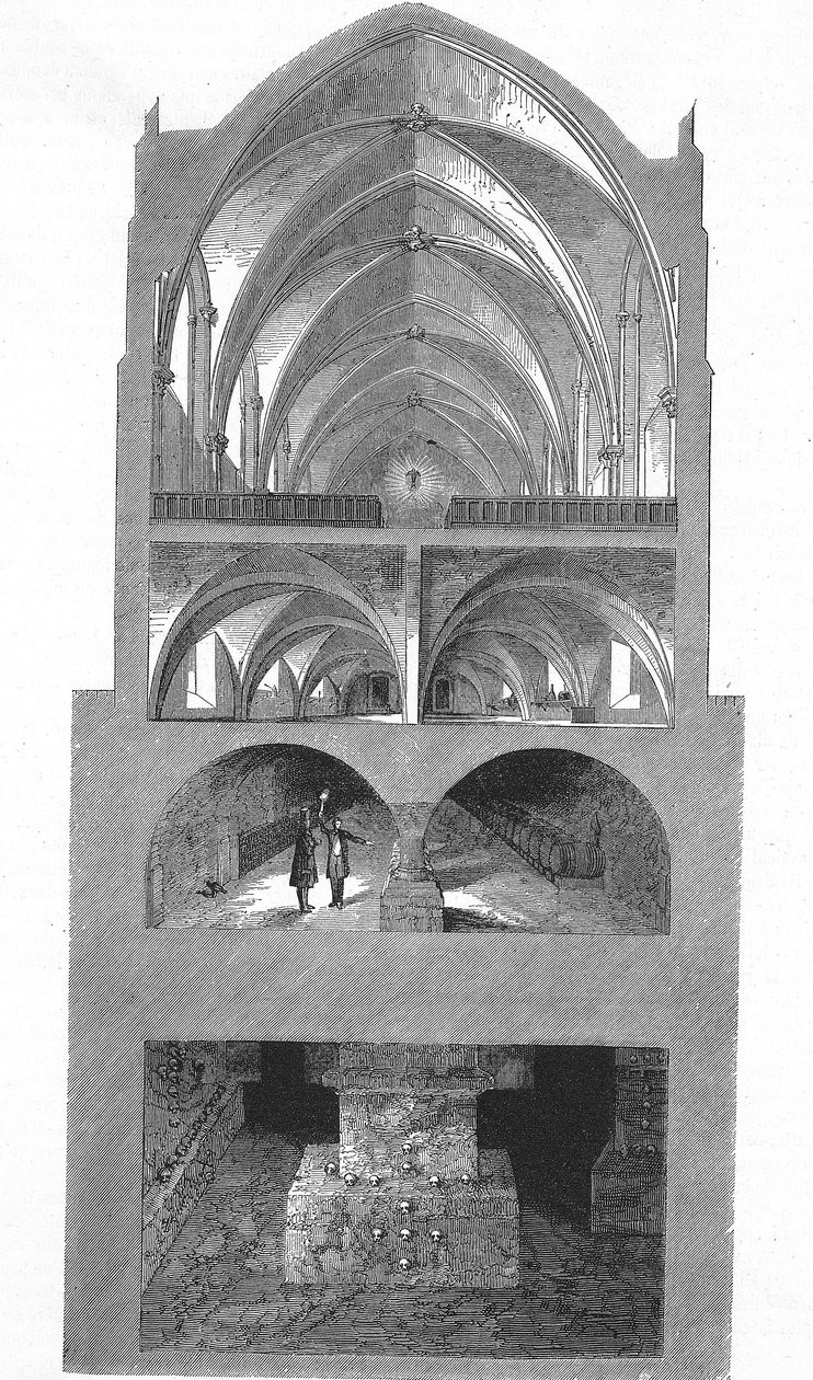 Vue en coupe de la cuisine, des caves et des catacombes du lycée Napoléon à Paris (gravure) - Emile Theodore Therond