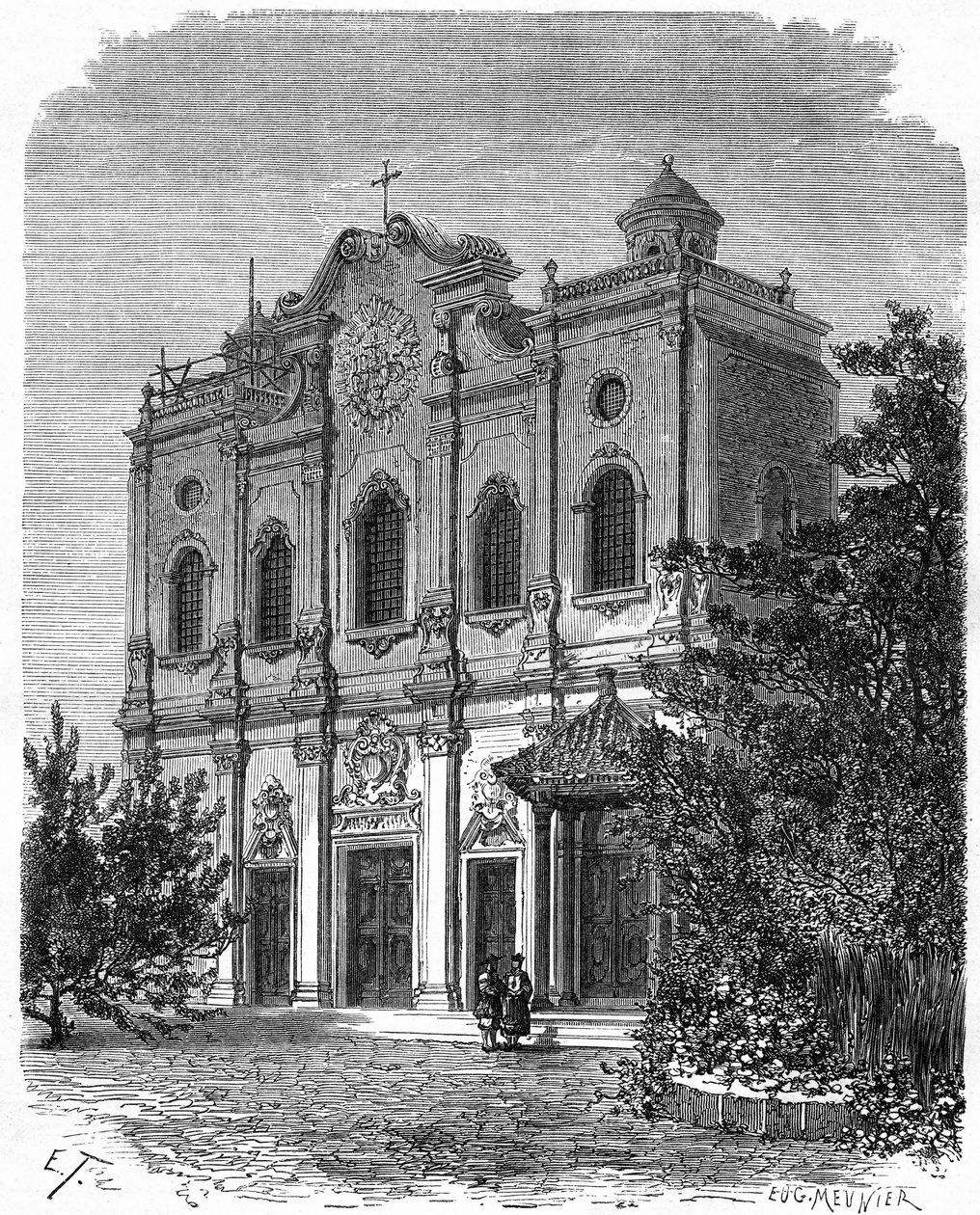 Vue de la façade de la cathédrale de Nantang - Emile Theodore Therond