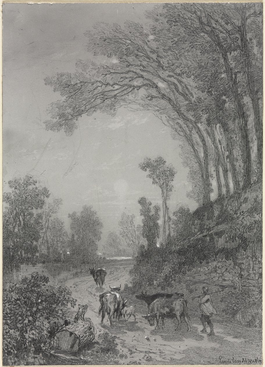 Paysage avec vaches, seconde moitié du 19e siècle - Émile van Marcke