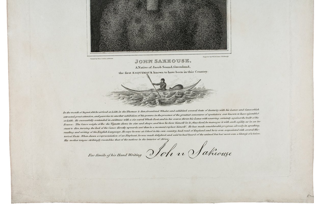 John Sakeouse, natif de Jacob Sound, Groenland, le premier Esquimau connu à avoir été dans ce pays, 1816 - Emilia Anderson