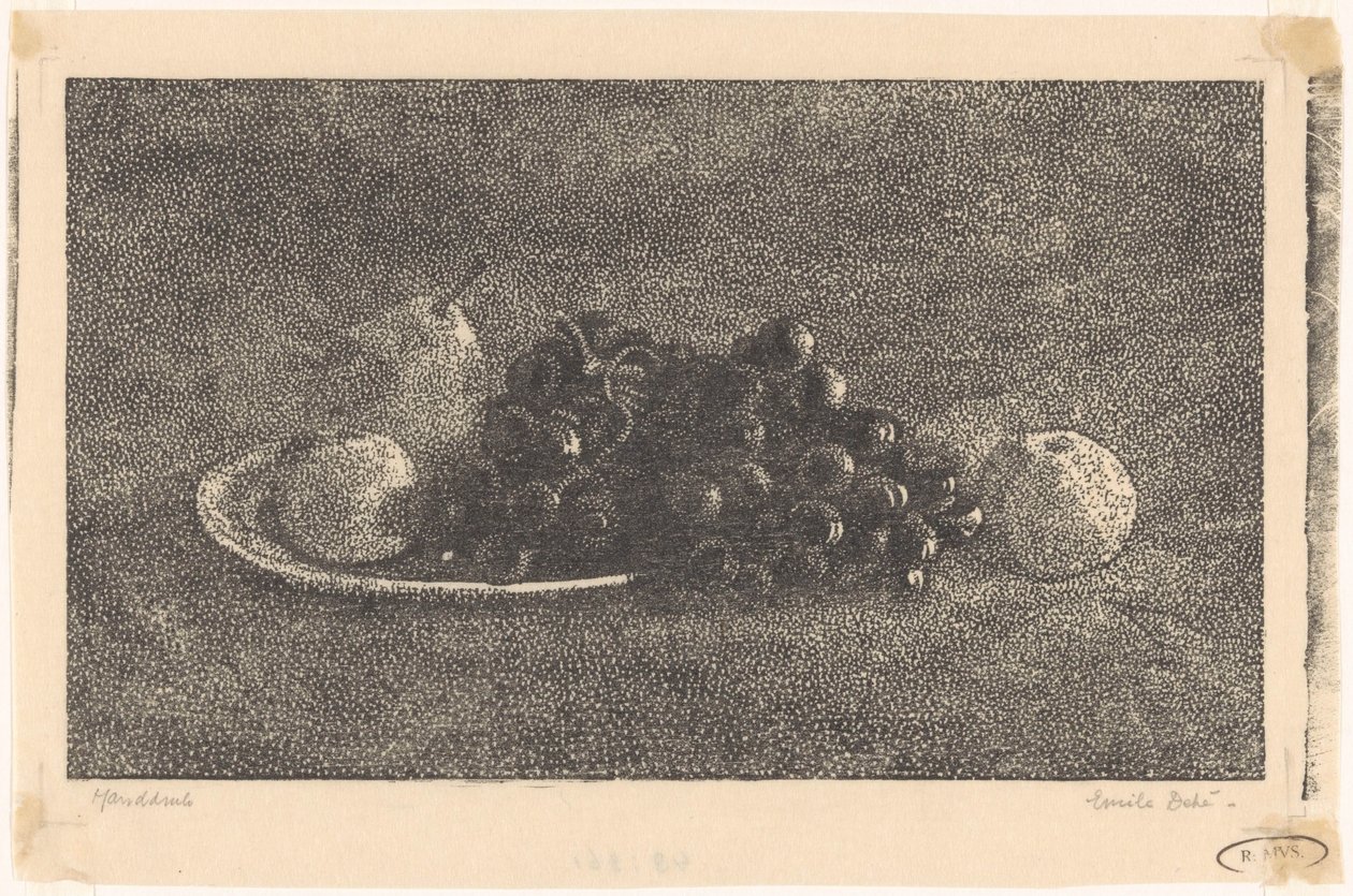 Bol de raisins et autres fruits - Emilius Wilhelmus Dehé (signed by artist)