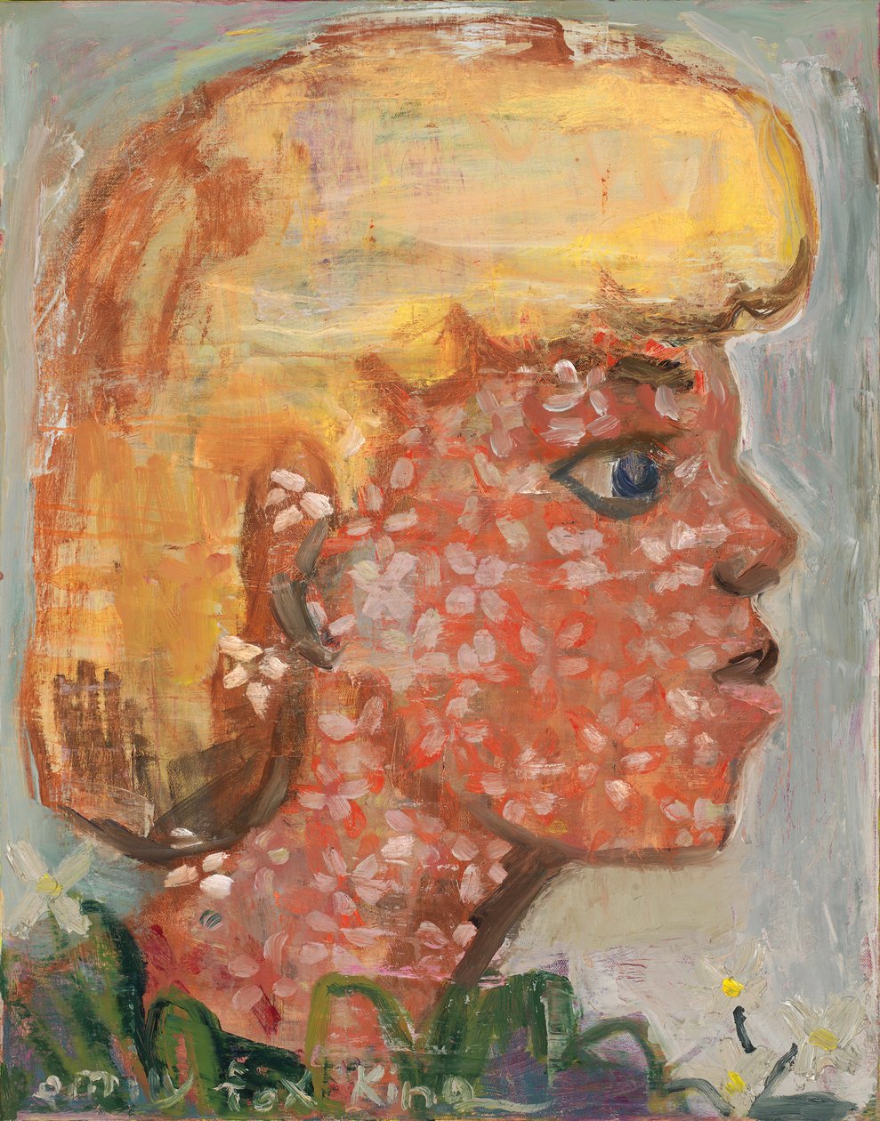 flowering youth, 2024 (huile et cire froide sur toile) - Emily Fox King