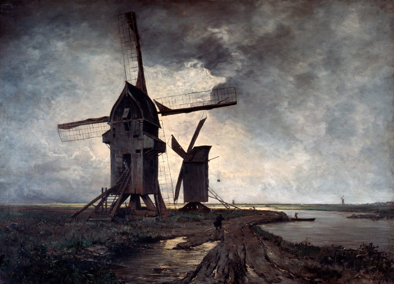 Moulins à vent du paysage environnant de Lille, 1877 - Emmanuel Lansyer