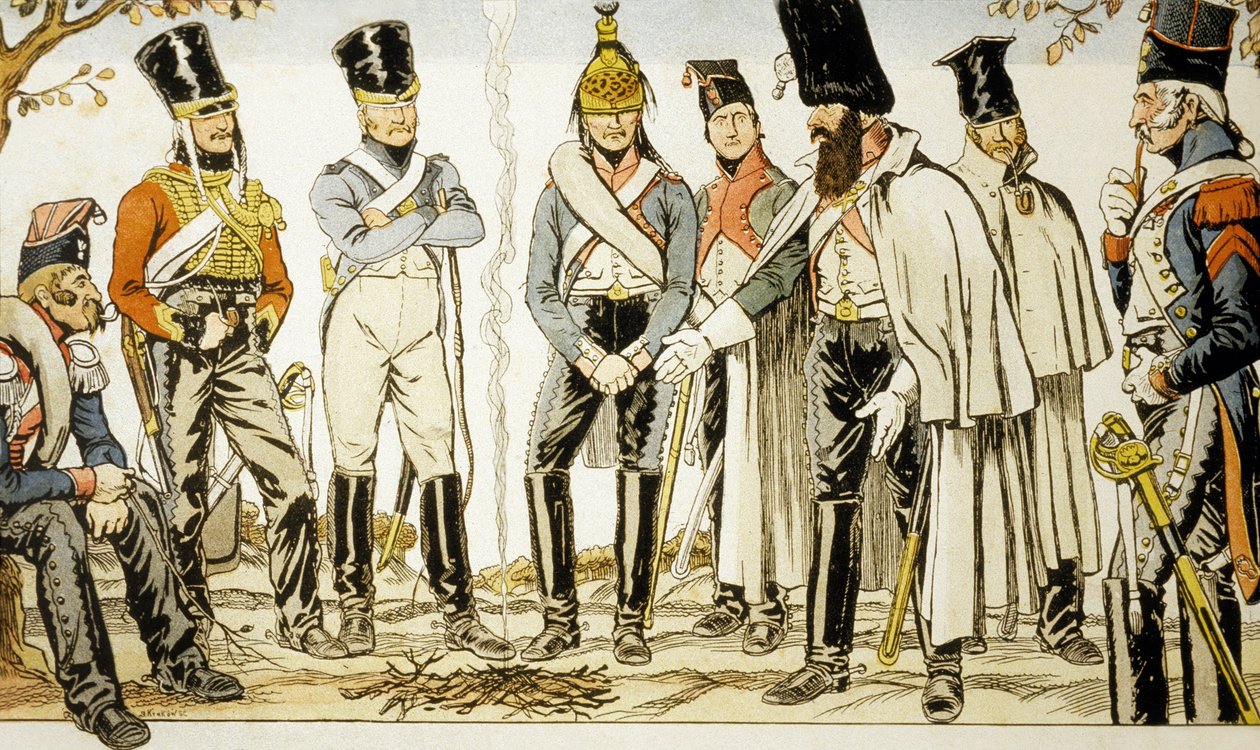 Armée Française 1810 de gauche à droite cheval-léger lancier Houzard-cavalier Dutrain Dragon - Emmanuel Poire Caran D