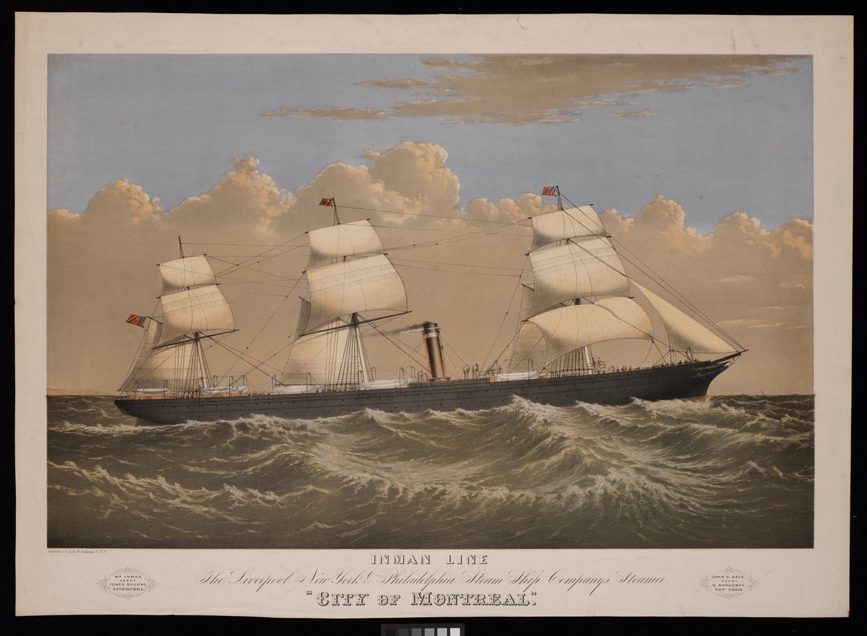 Inman Line, le vapeur City of Montreal de la Liverpool, New York & Philadelphia Steam Ship Company - Endicott Endicott