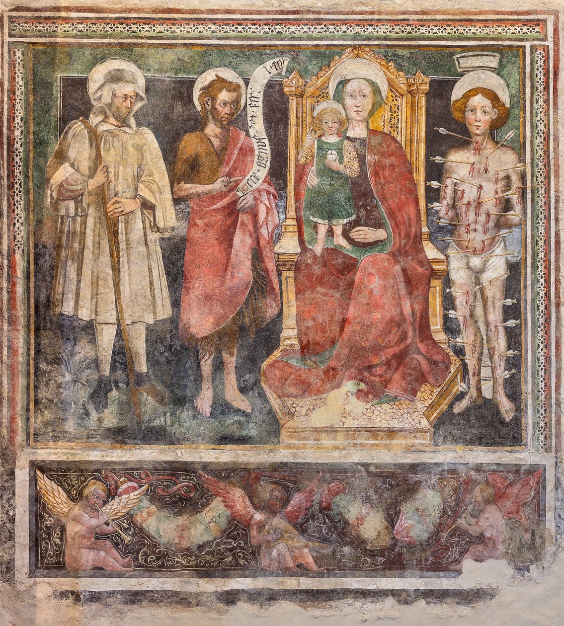 Madonna del Rosario et Saints, mur droit de la nef - Enea Salmeggia