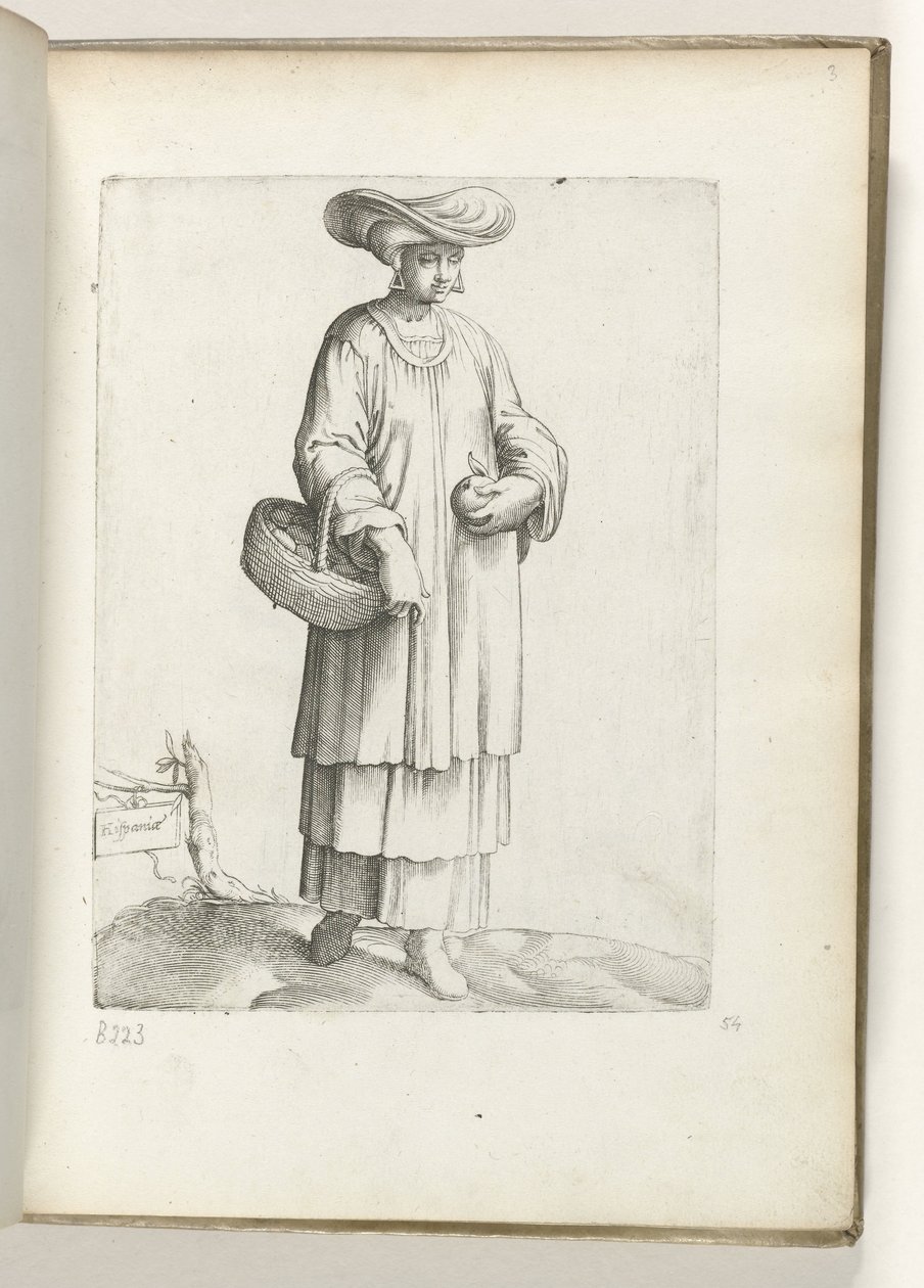 Femme avec panier en costume espagnol, ca. 1550 - Enea Vico