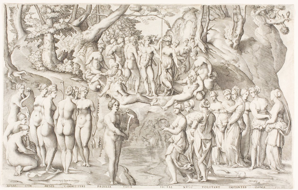 La Dispute entre les Muses et les Filles de Pierios sur le Parnasse - Enea Vico