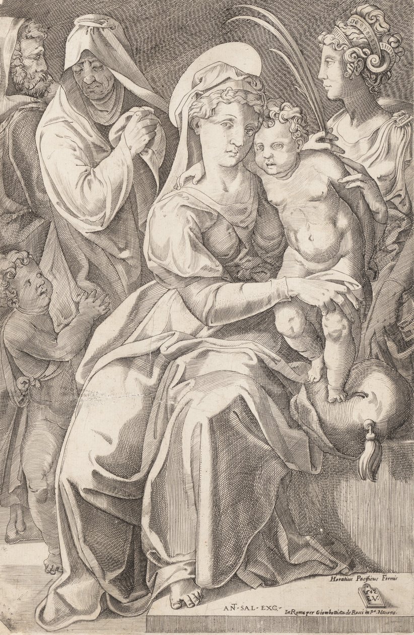 La Sainte Famille avec Sainte Anne et Sainte Catherine, 1542, publié en 1627-50 - Enea Vico