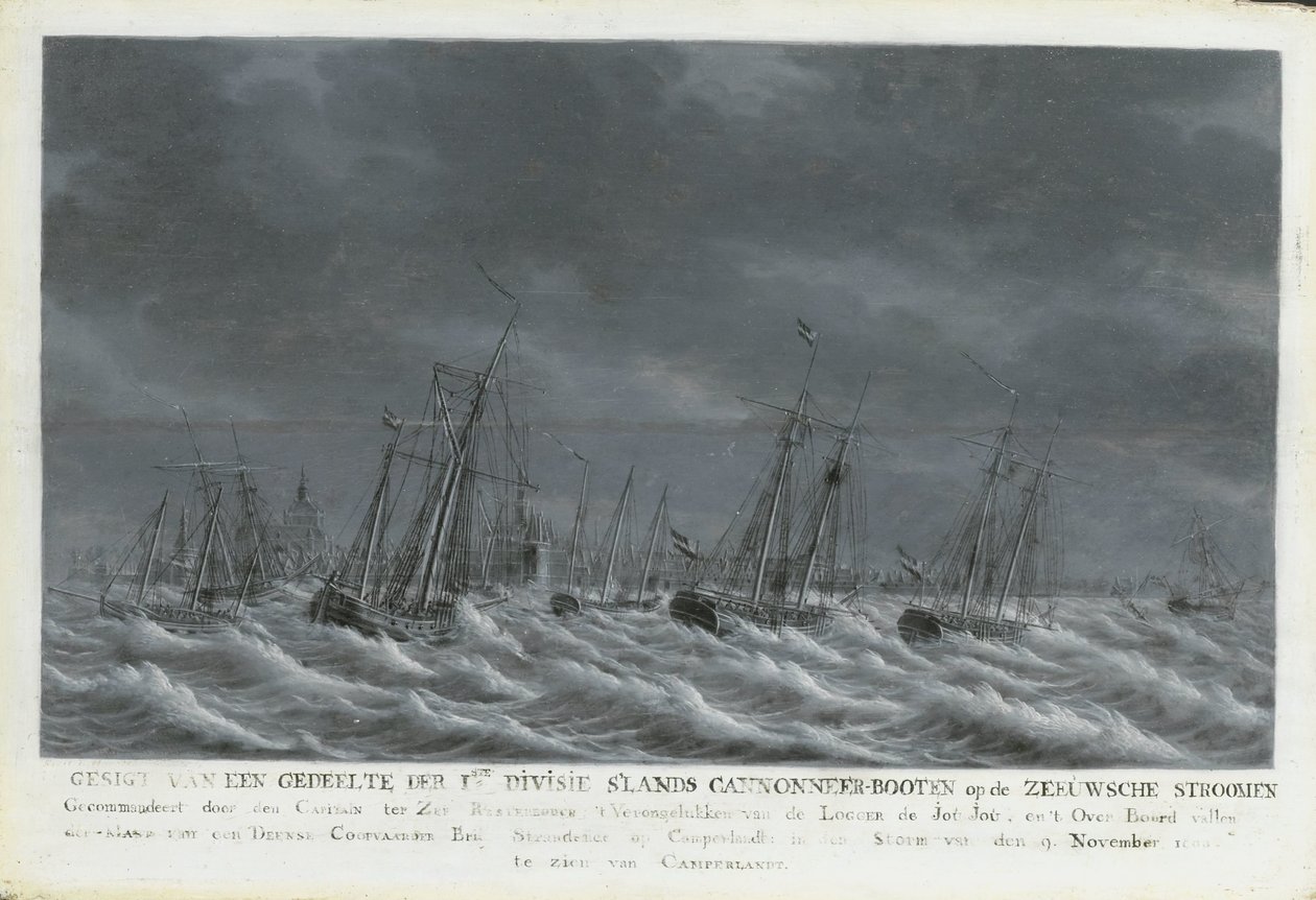 La flotte batave au large de Veere, 1800 - Engel Hoogerheyden