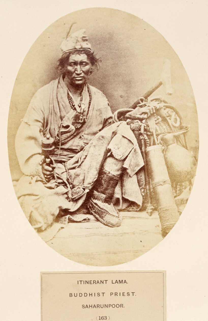 Lama itinérant, prêtre bouddhiste, Saharunpoor, de The People of India, par J. Forbes Watson, publié en 1868 - English Photographer