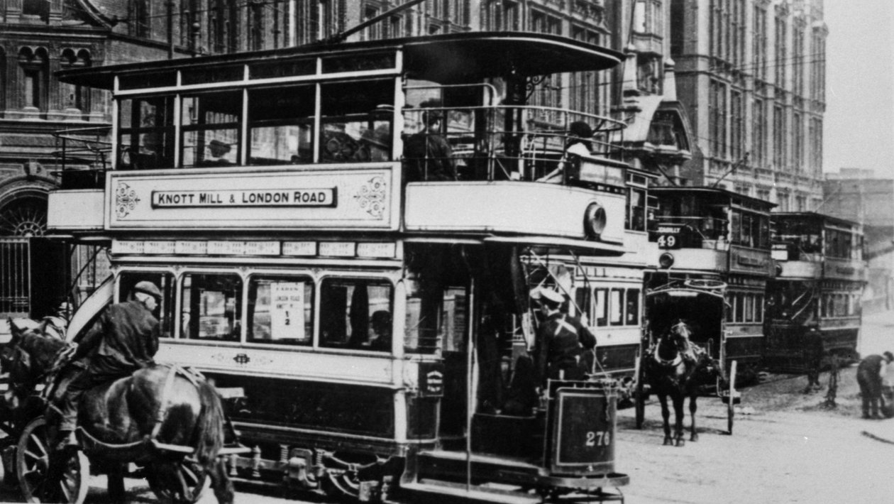 Trams à Manchester, vers 1900 - English Photographer