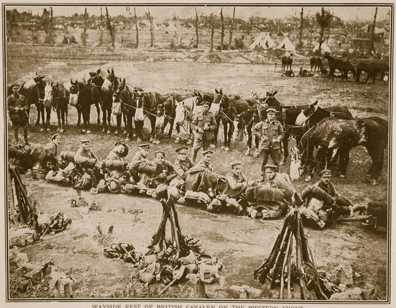 Repos en bord de route de la cavalerie britannique sur le front occidental, 1914-19 - English Photographer