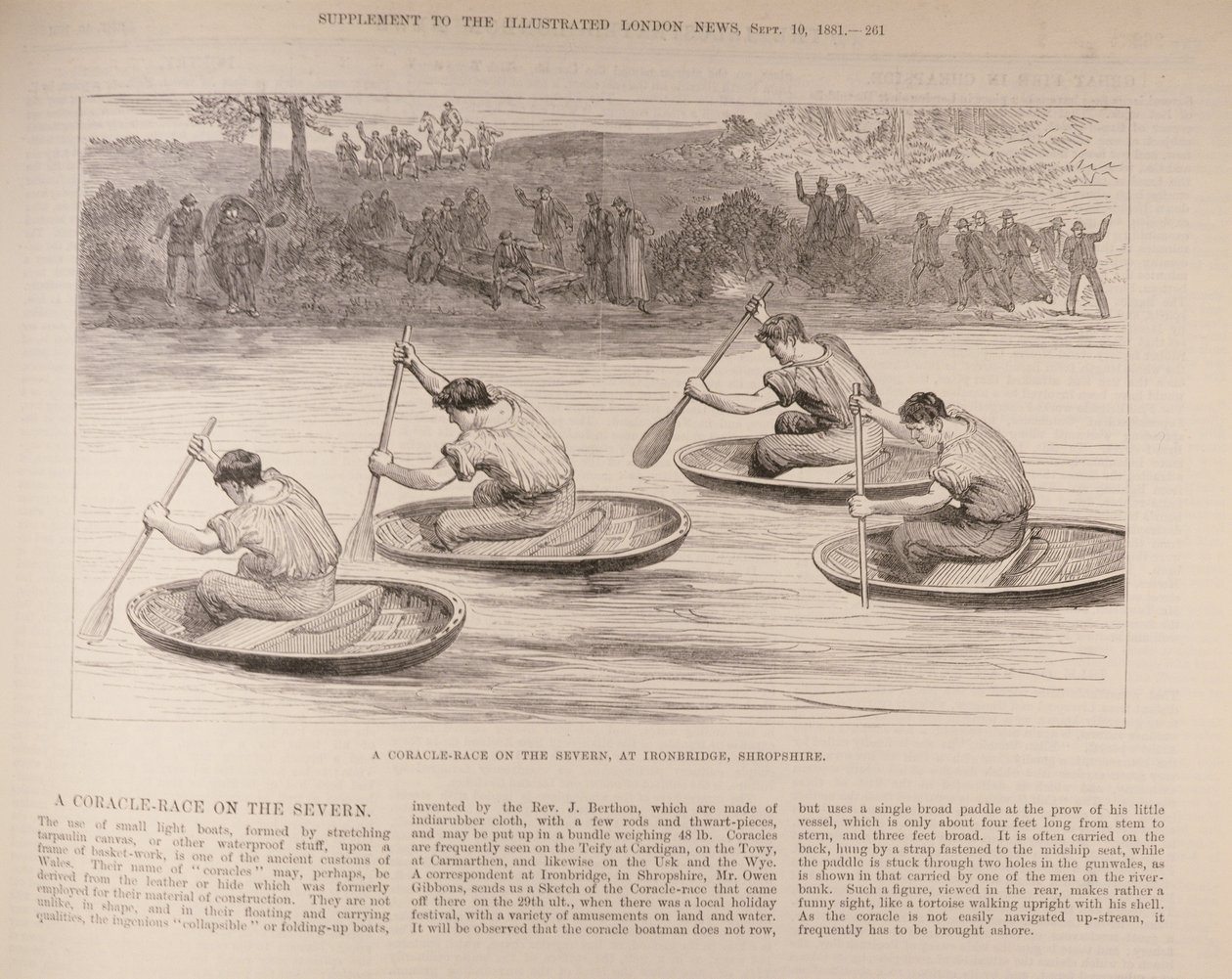 Course de coracles sur la Severn à Ironbridge, Shropshire, de 