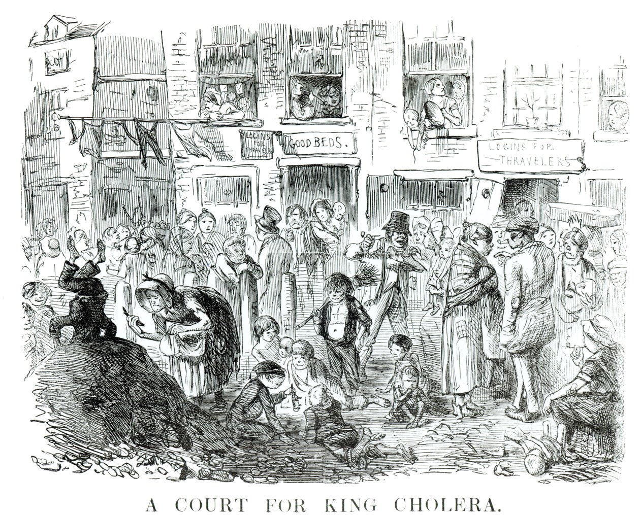 Une cour pour le roi Choléra, 1852 - English School