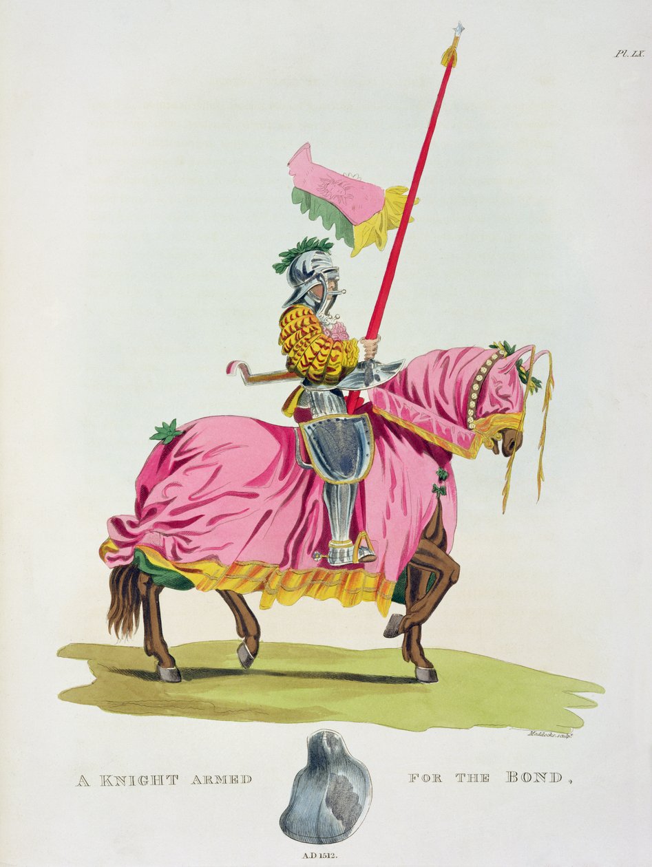 Un chevalier armé pour le lien, 1512, gravé par W. Maddocks, de 