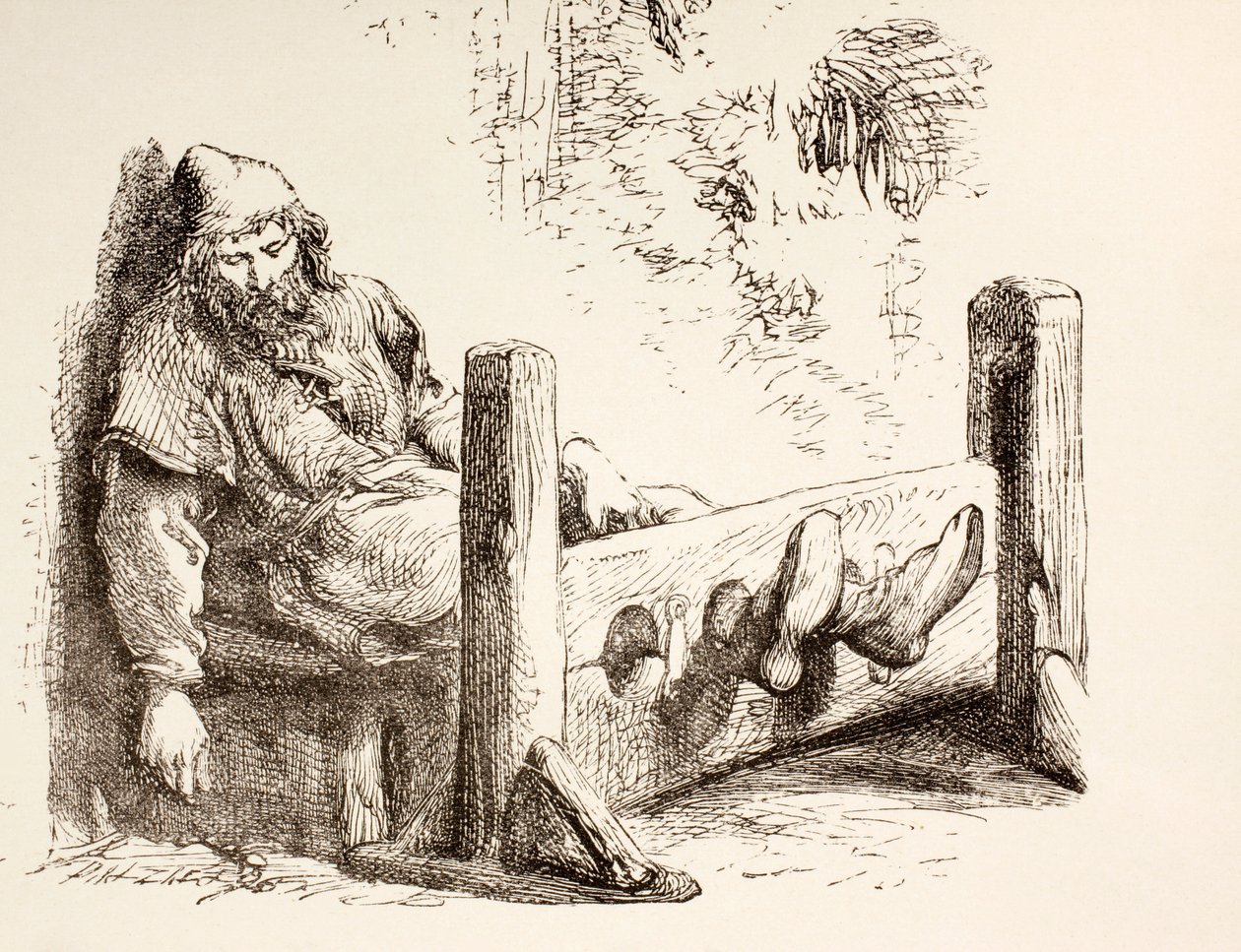 Un homme dans les stocks, 1890 - English School