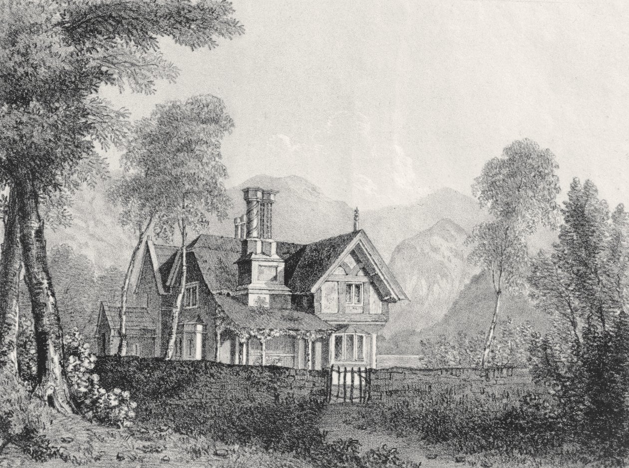 Un cottage dans un paysage, du scrapbook de Michael Faraday, 1825 - English School