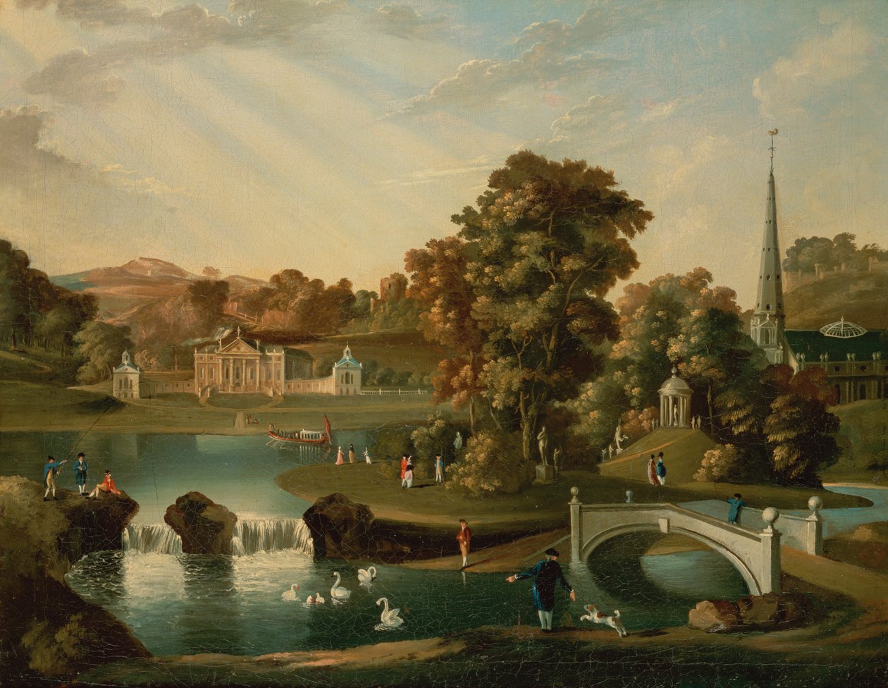 Vue de Duncombe Park dans le North Yorkshire depuis le lac - English School