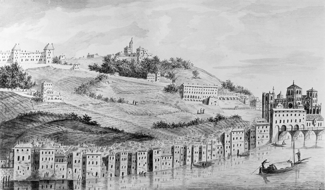 Vue du port de la ville de Lyon depuis le Rhône, 1870 - English School
