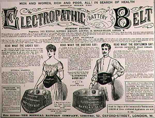 Publicité pour la ceinture électropathique, de The Illustrated London News, 1er septembre 1886 - English School