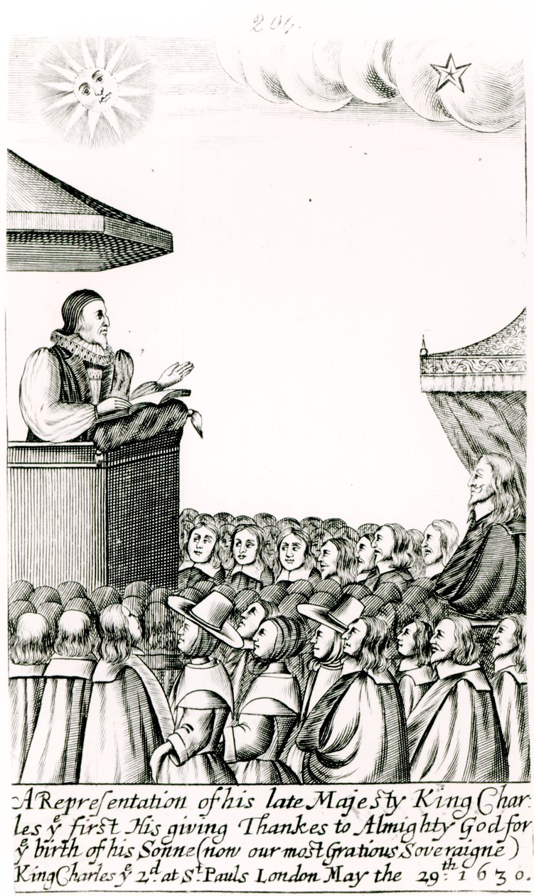 Annonce de la naissance du fils de Charles Ier, 1630 - English School