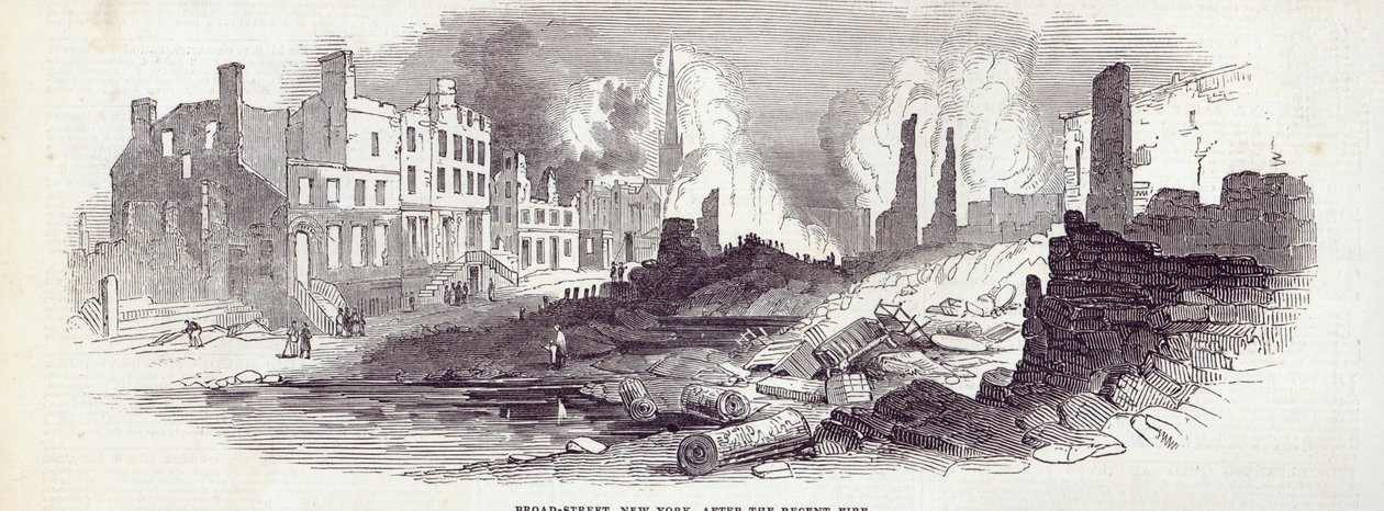 Broad-street, New York, après le récent incendie, de 