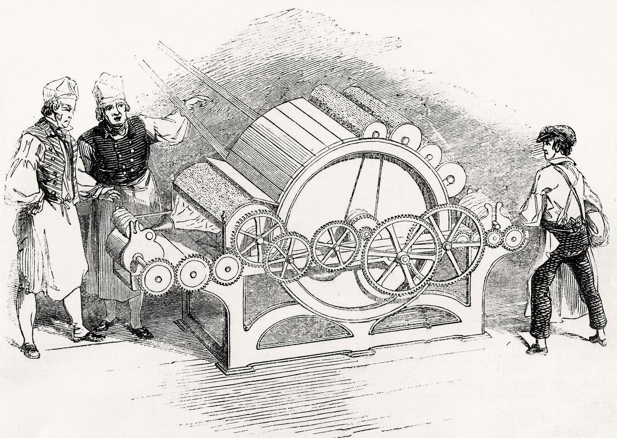 Machine à carder et ouvriers d