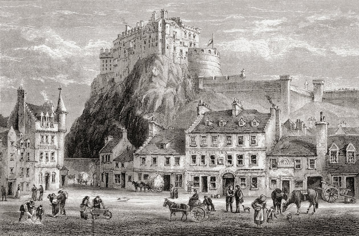 Château et Grassmarket, Édimbourg, Écosse, de 