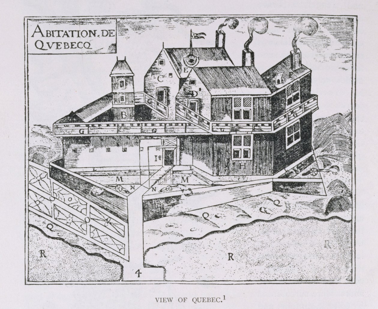 Vue de Québec par Champlain, illustration du Volume IV de 