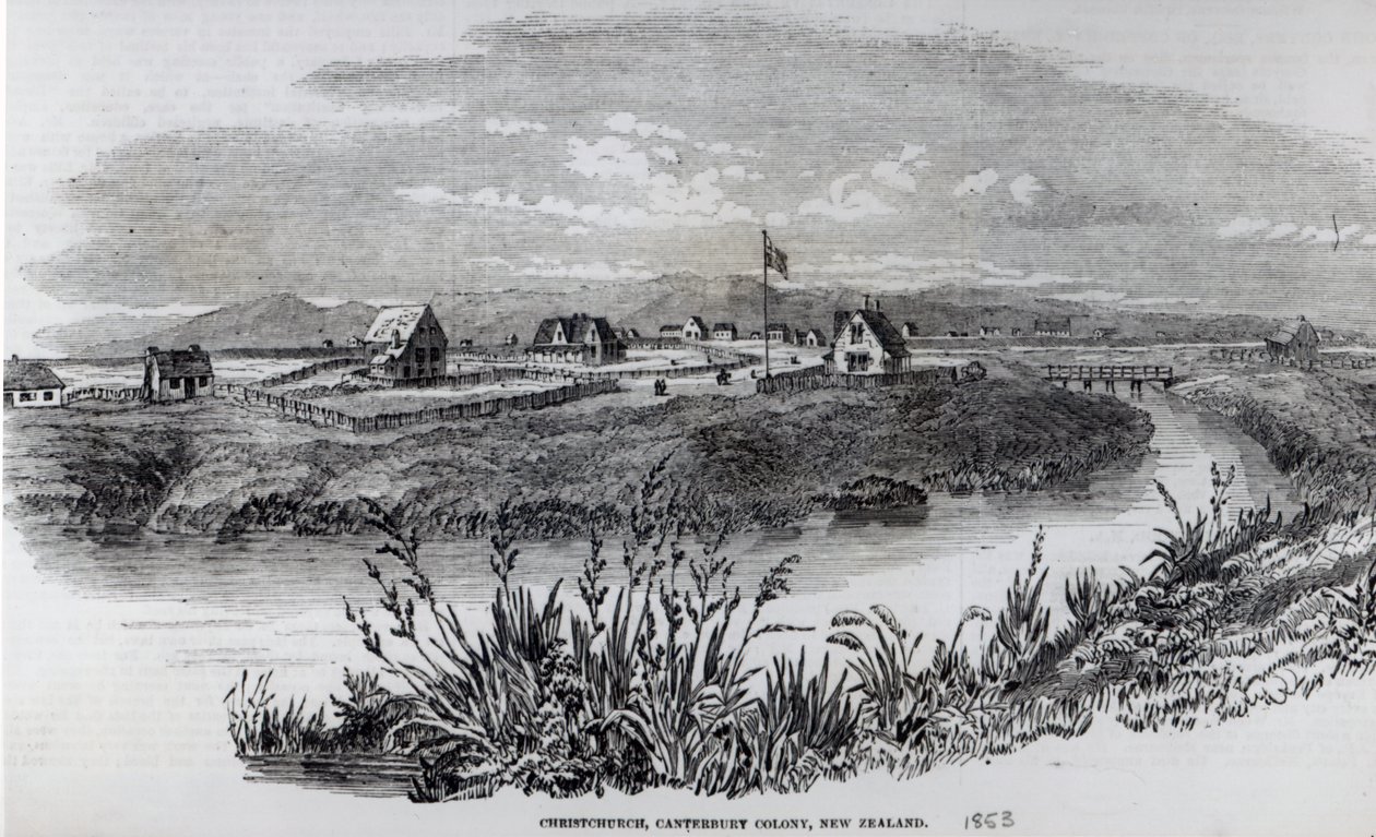 Christchurch, colonie de Canterbury, Nouvelle-Zélande, de 