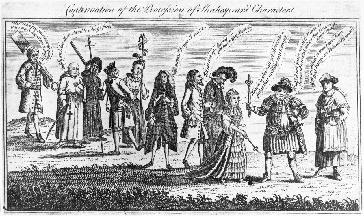 Continuation de la procession des personnages de Shakespeare lors des célébrations du Jubilé, 1769 - English School
