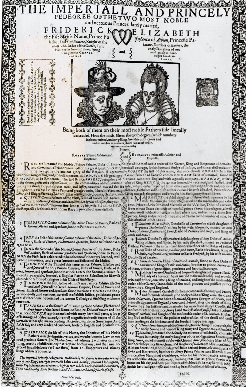 Déclaration du mariage de Frédéric V et Élisabeth de Bohême - English School