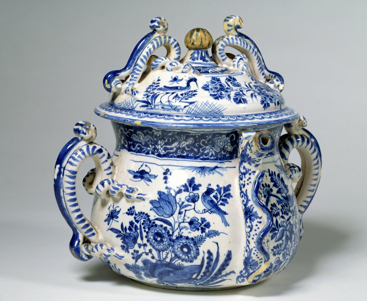 Pot à posset et couvercle en faïence de Delft (céramique) - English School