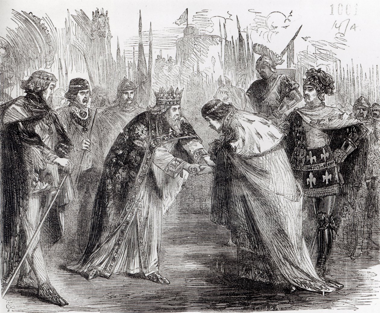 Édouard le Prince Noir présentant le roi Jean II de France à son père, Édouard III - English School