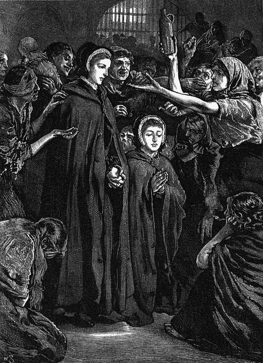 Elizabeth Fry et Anna Buxton visitant la prison de Newgate - English School