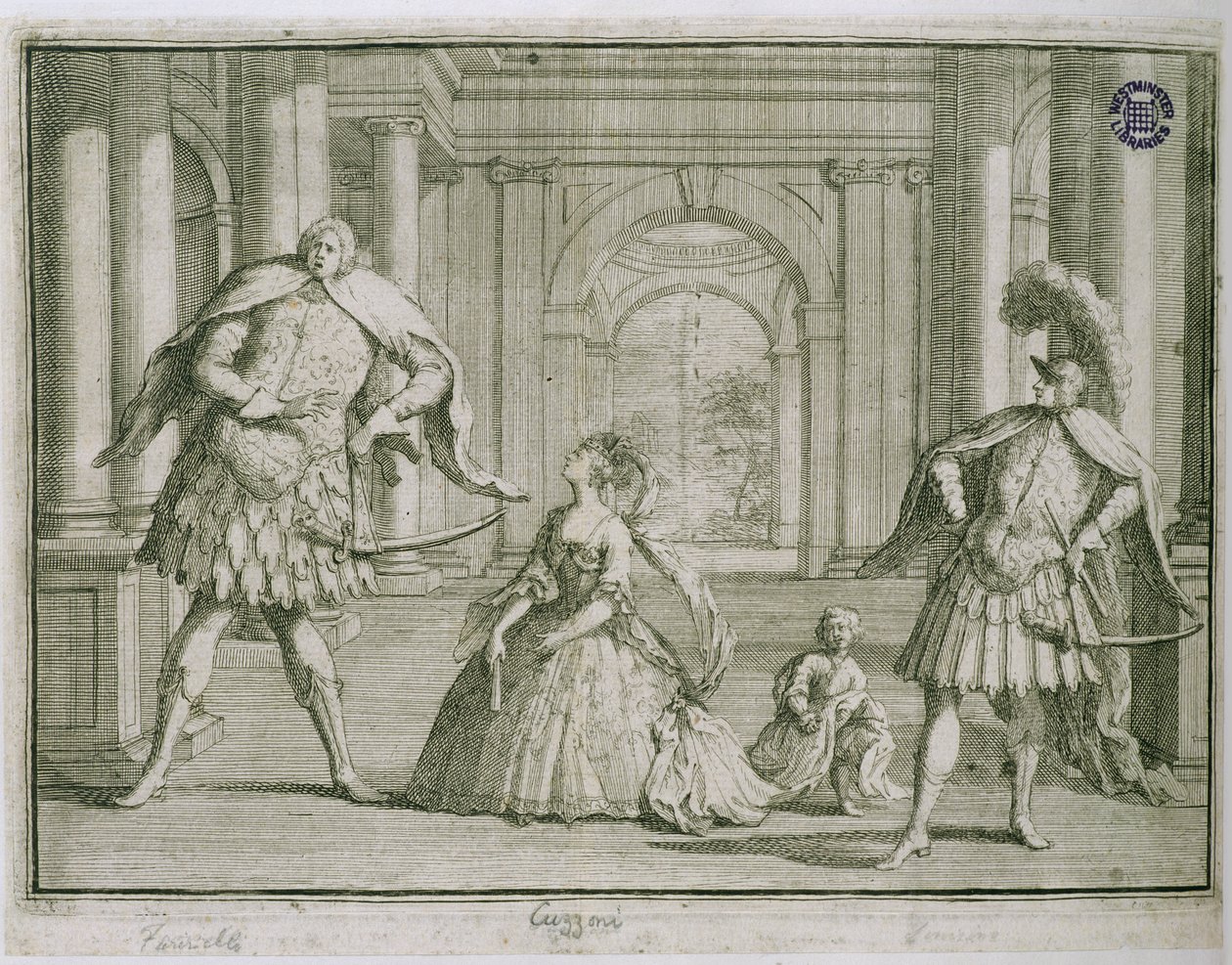 Farinelli, Cuzzoni et Senesino dans Flavio de Handel, c.1728 - English School