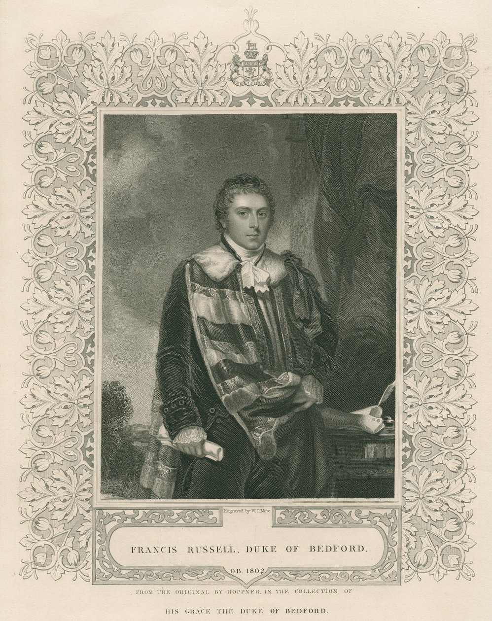 Francis Russell (1765-1802) 5e duc de Bedford, gravé par W. T. Mote - English School