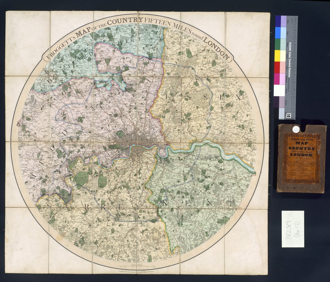 Carte de Froggett du pays à quinze miles autour de Londres, 1833 - English School