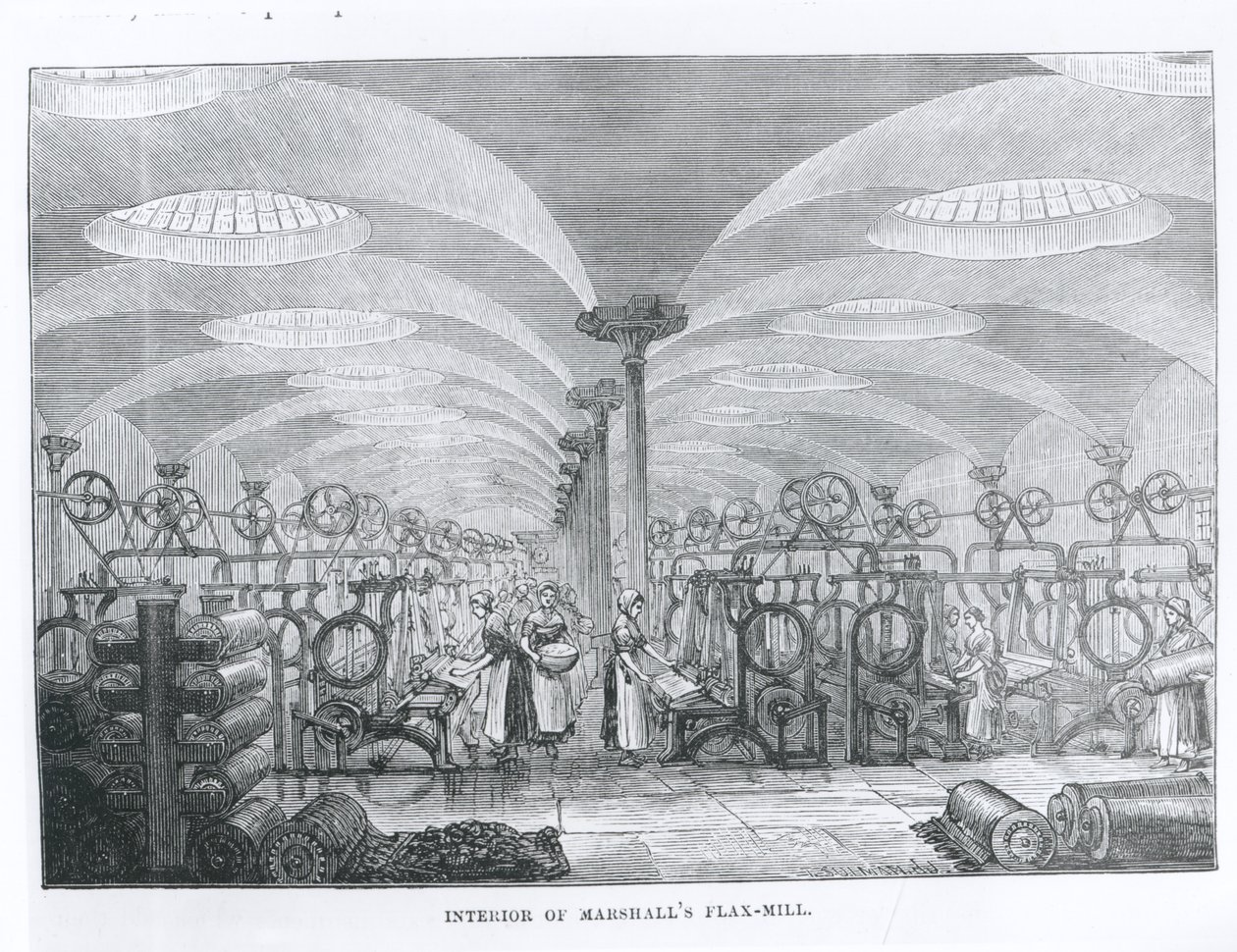 Intérieur de la filature de lin de Marshall - English School