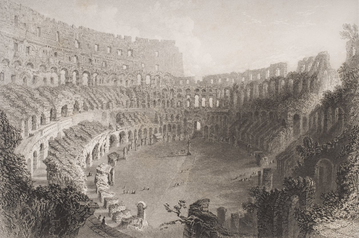 Intérieur du Colisée, Rome, gravé par E. Roberts - English School