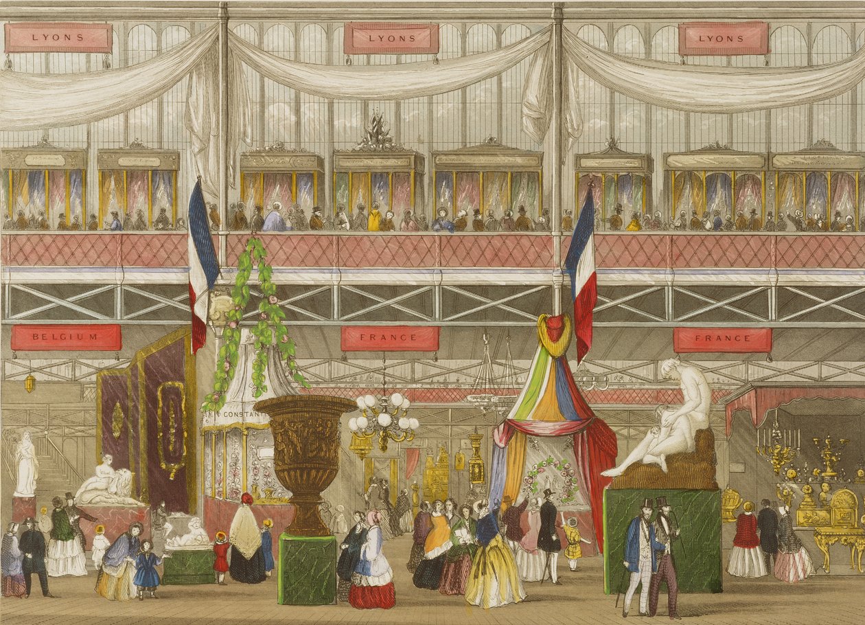 Intérieur de la Grande Exposition, départements français et belge, par Chevanne, publié par Read & Co. - English School