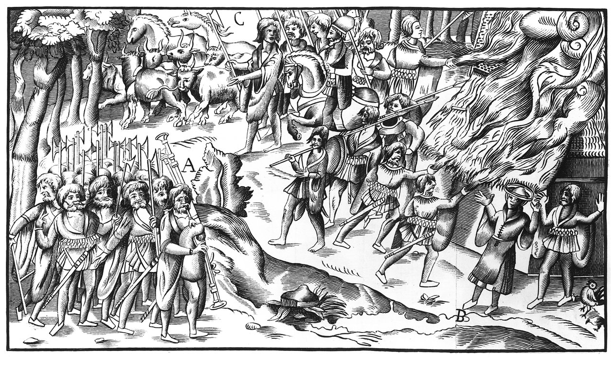 Raid de bétail irlandais sur une plantation anglaise, 1581 - English School