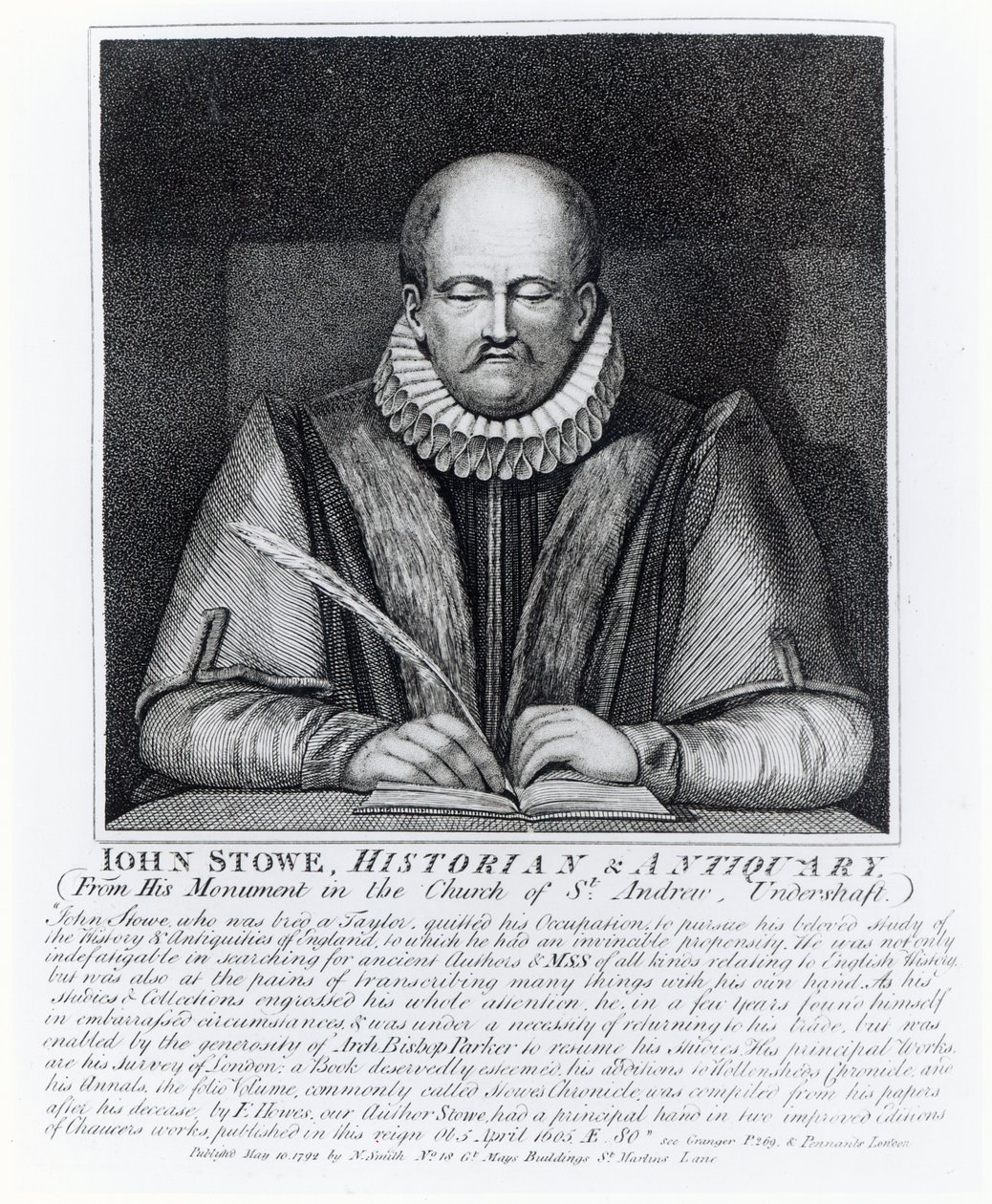 John Stowe, portrait de son monument à l