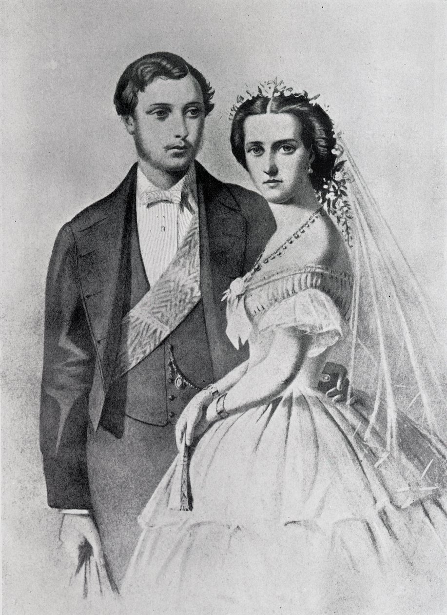Le roi Édouard et la reine Alexandra au moment de leur mariage - English School